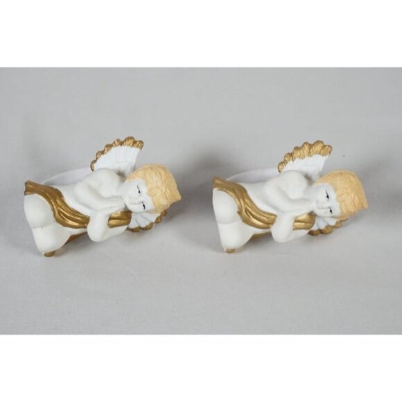 Vintage World Bazaar Hand Painted Porcelain Angel Napkin Rings ~ Set of 4 - Picture 9 of 10